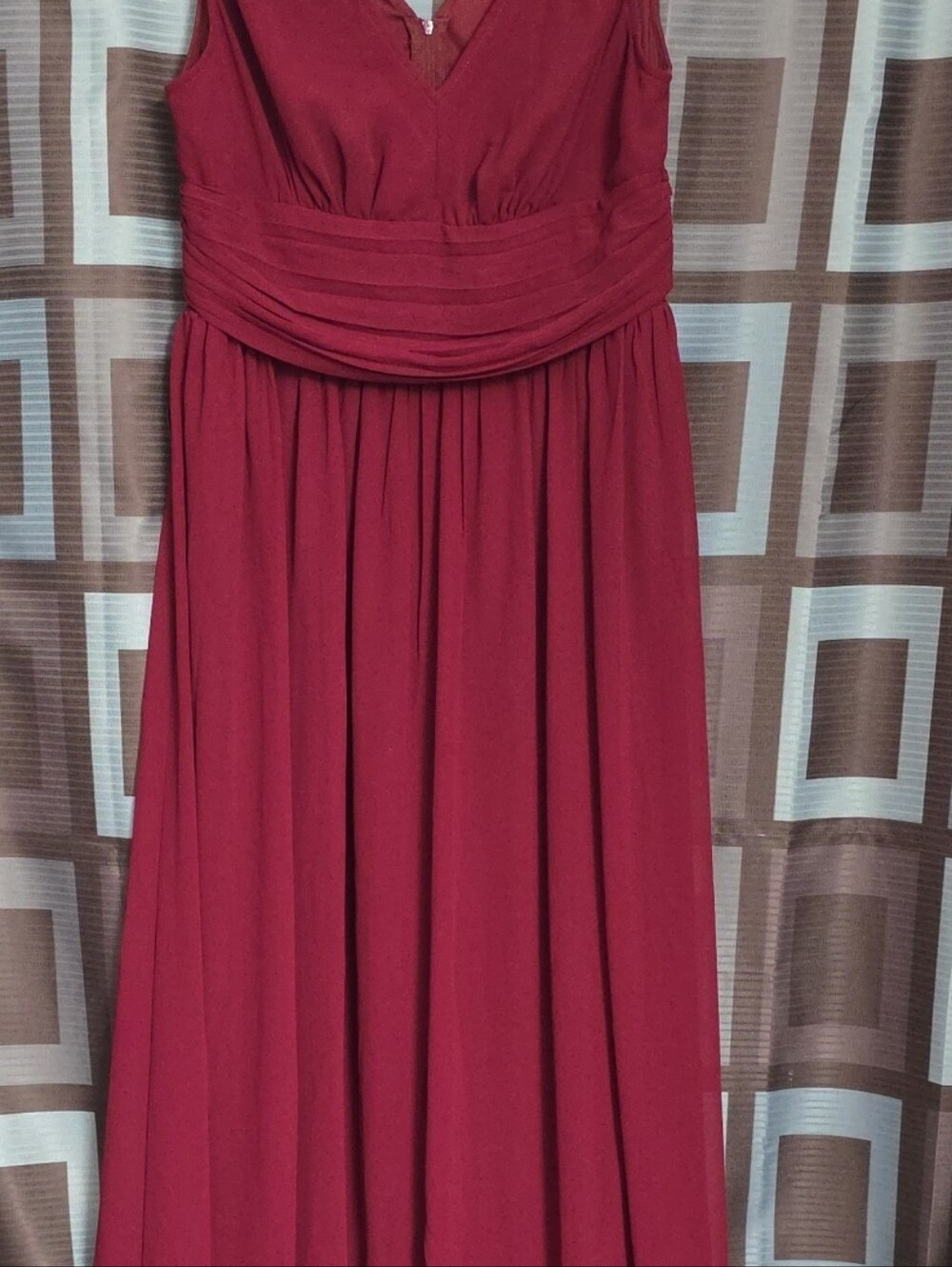 Ever Pretty Burgundy V-Neck Maxi Dress